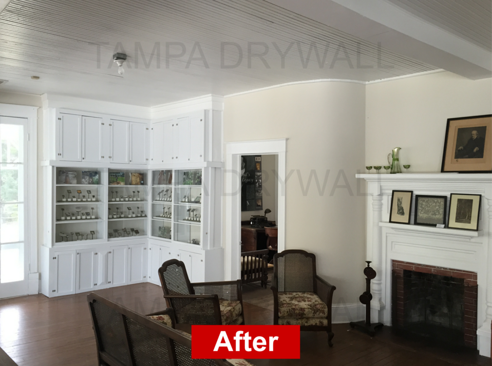 Drywall repair in progress
